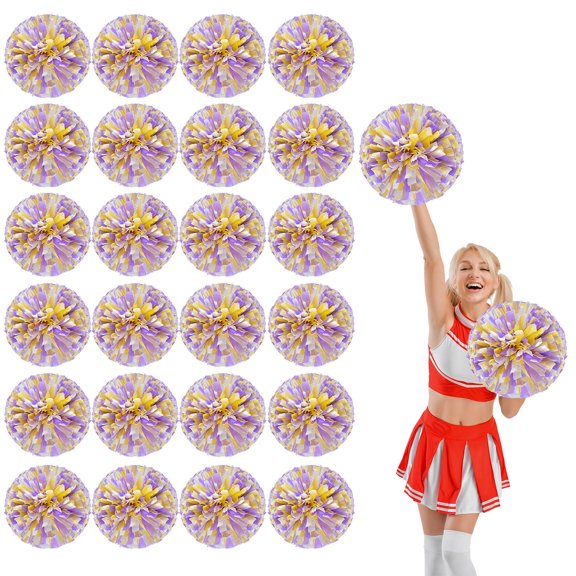 24 Pcs Cheerleading Pom Poms,13.7inch Cheerleading Handheld Squad Pompoms for Sports Team Cheer Spirit Games Dance Party Adults