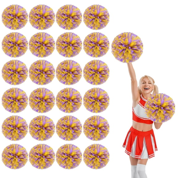 24 Pcs Cheerleading Pom Poms,13.7inch Cheerleading Handheld Squad Pompoms for Sports Team Cheer Spirit Games Dance Party Adults