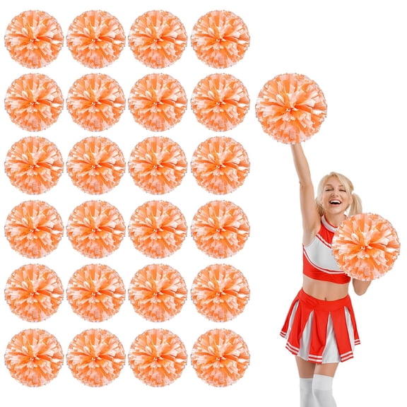 24 Pcs Cheerleading Pom Poms,13.7inch with Four Finger Payment Cheerleading Handheld Squad Pompoms for Sports Team Cheer Spirit