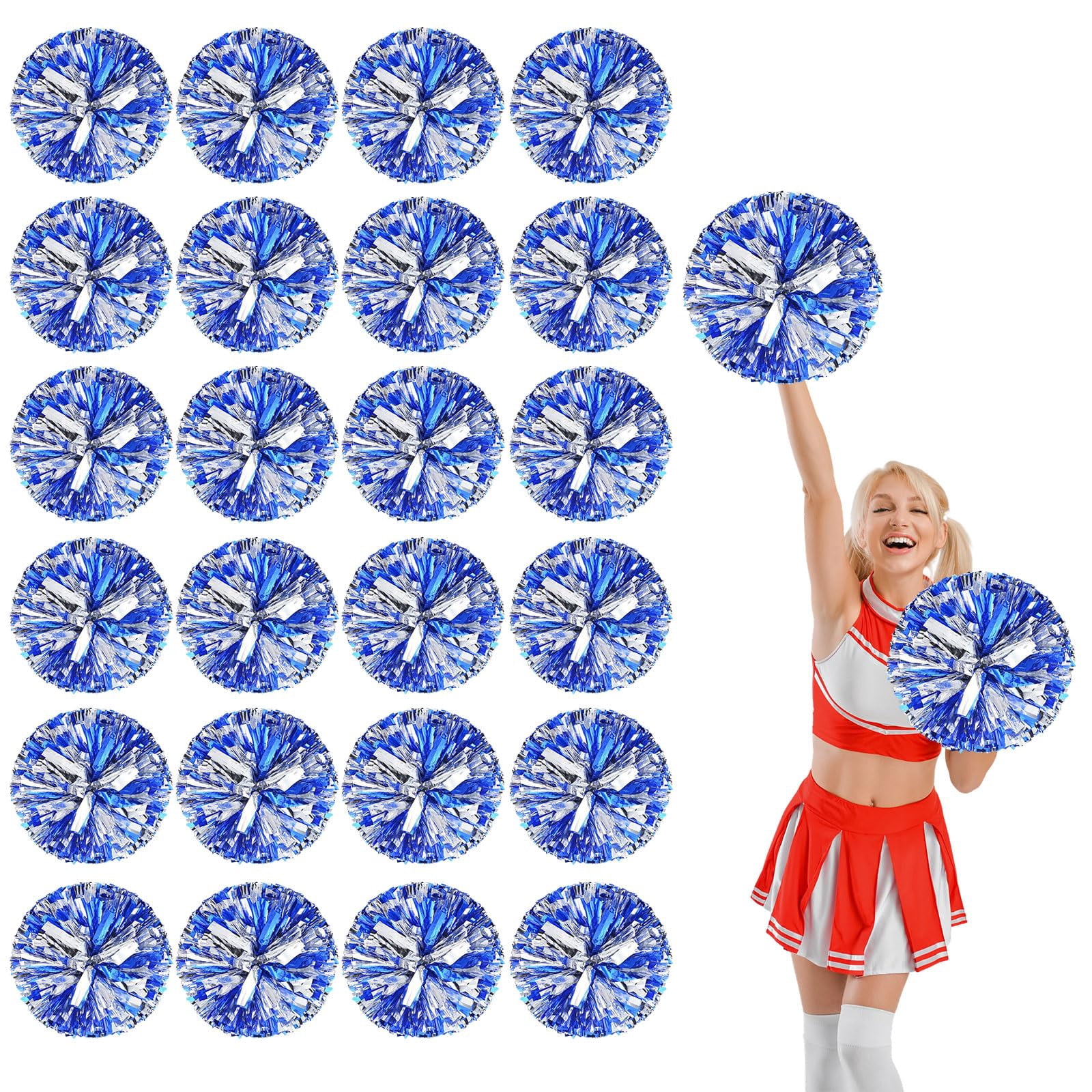 24 Pcs Cheerleading poms,pom poms Cheerleading with Straight Handle Style Cheer Pom Pomsfor Dance, Matches, Team Spirit Sports
