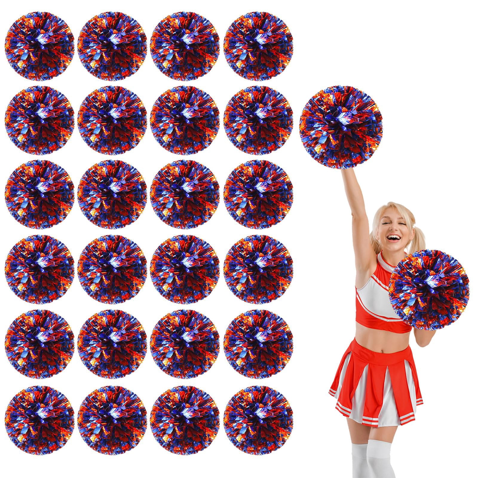 24 Pcs Cheerleading Pom Poms, Cheerleader Pompoms with Finger Holes,Fit for Team Spirit Sports Dance Cheering