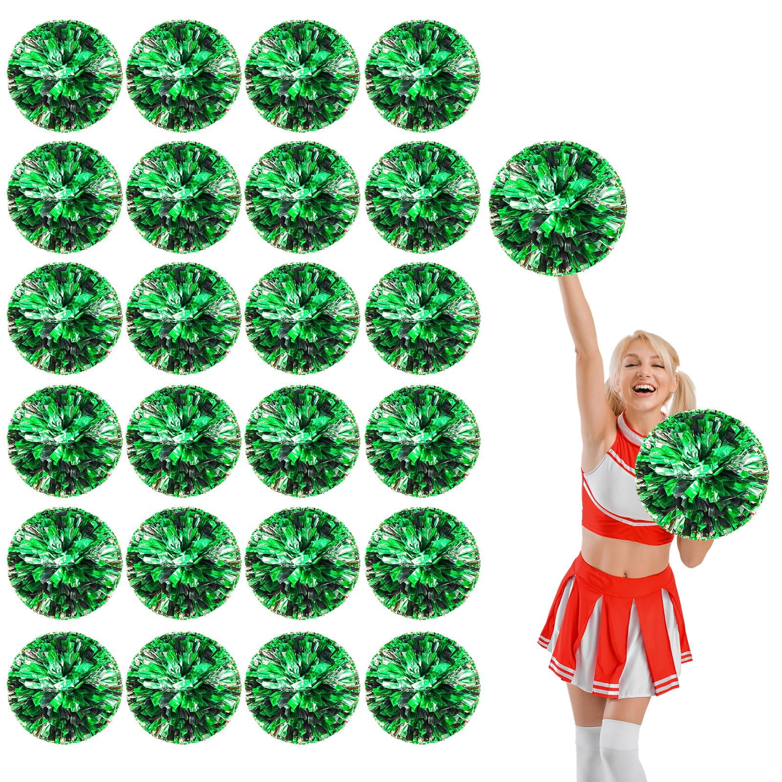 24 Pcs Cheerleading Pom Poms, Cheerleader Pompoms with Finger Holes,Fit for Team Spirit Sports Dance Cheering