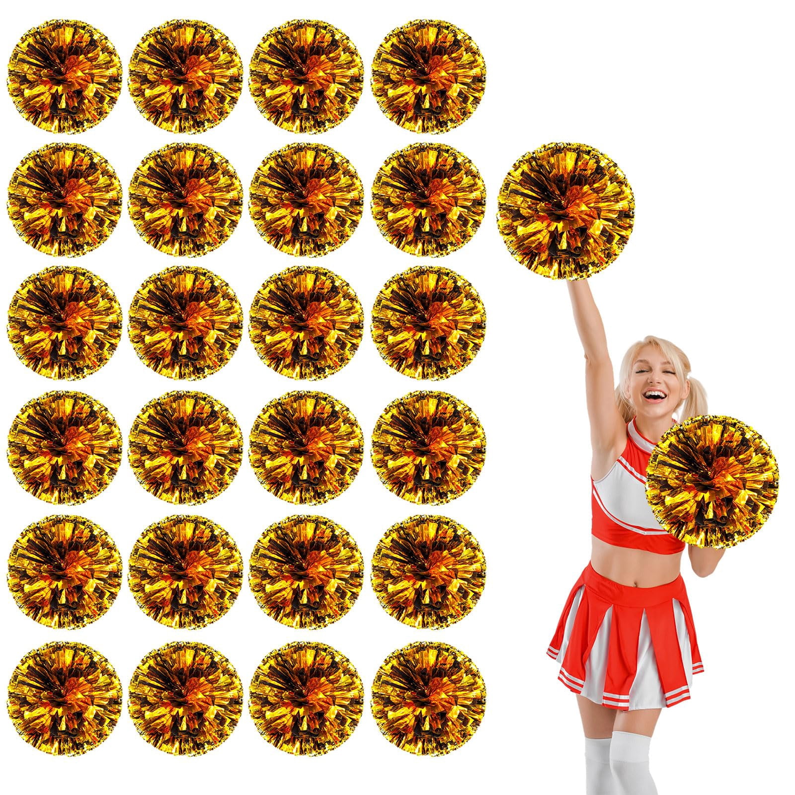 24 Pcs Cheerleading Pom Poms, Cheerleader Pompoms with Four Finger Payment,Fit for Team Spirit Sports Dance Cheering