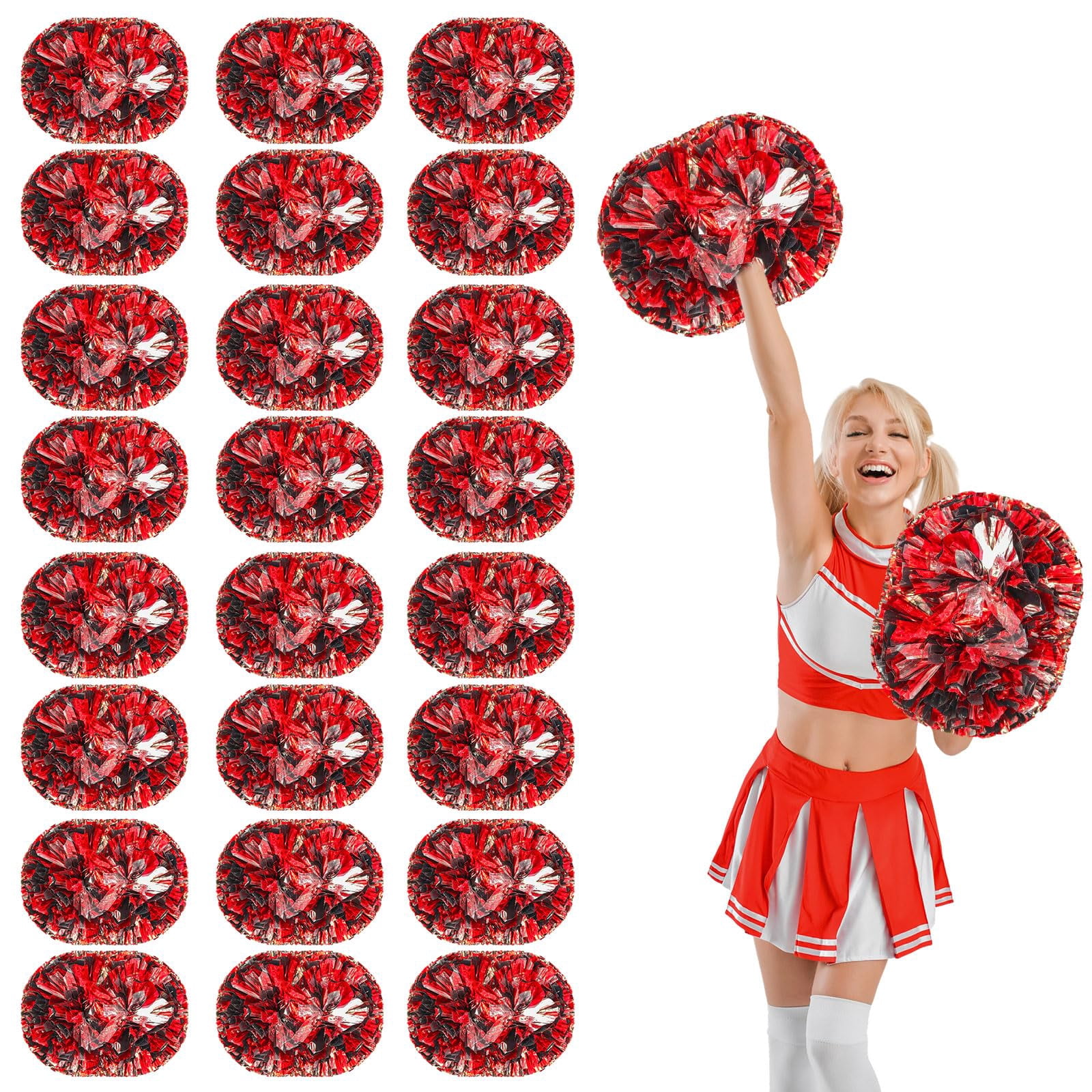 24 Pcs Cheerleading Pom Poms, Cheerleader Pompoms with Handle Style,Fit for Team Spirit Sports Dance Cheering