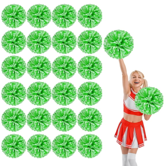 24 Pcs Cheerleading Pom Poms,with Straight Handle Style Cheerleading Handheld Squad Pompoms for Sports Team Cheer Spirit