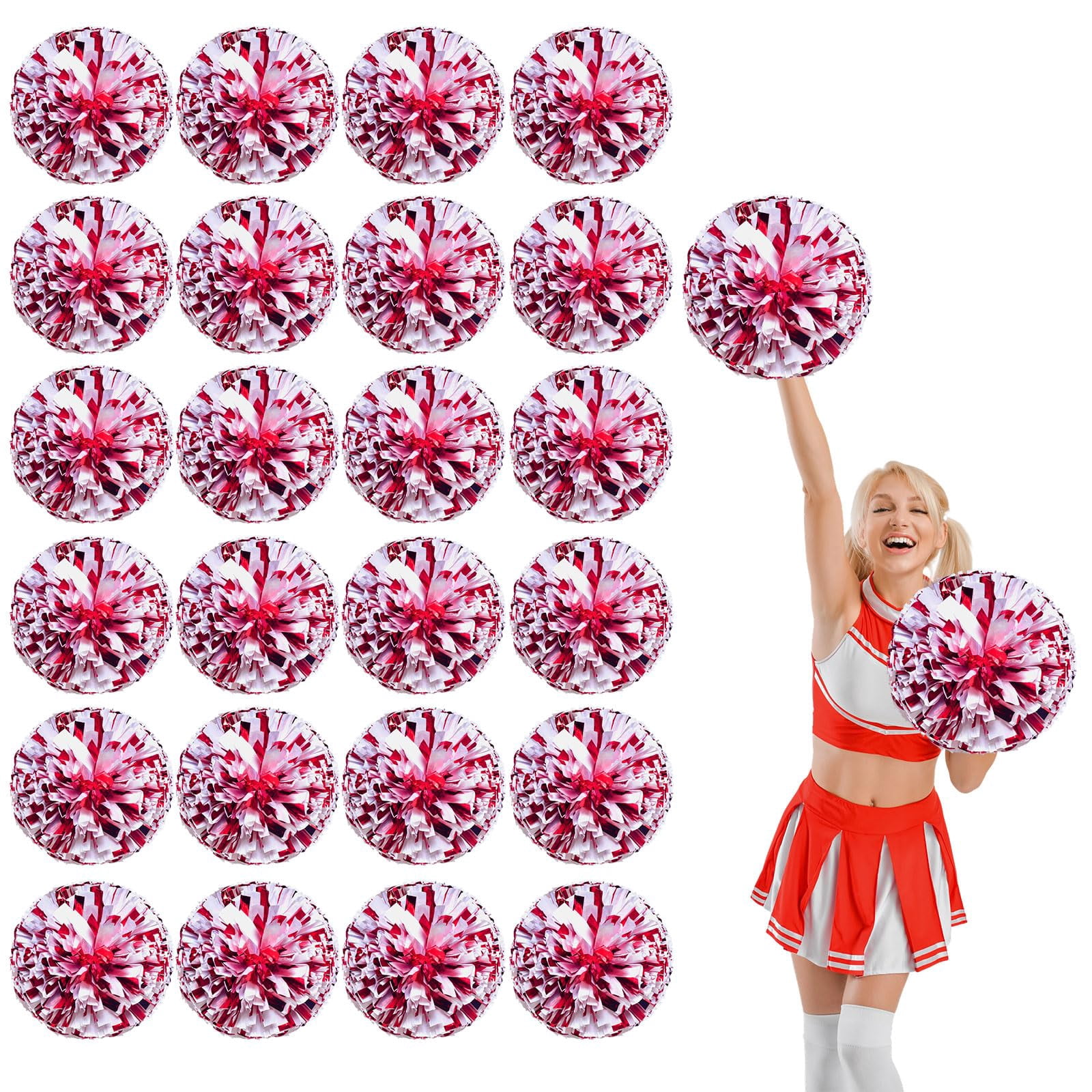 24 Pcs Cheerleading poms,13.7inch pom poms Cheerleading with Finger Holes Cheer Pom Pomsfor Dance, Matches, Team Spirit Sports