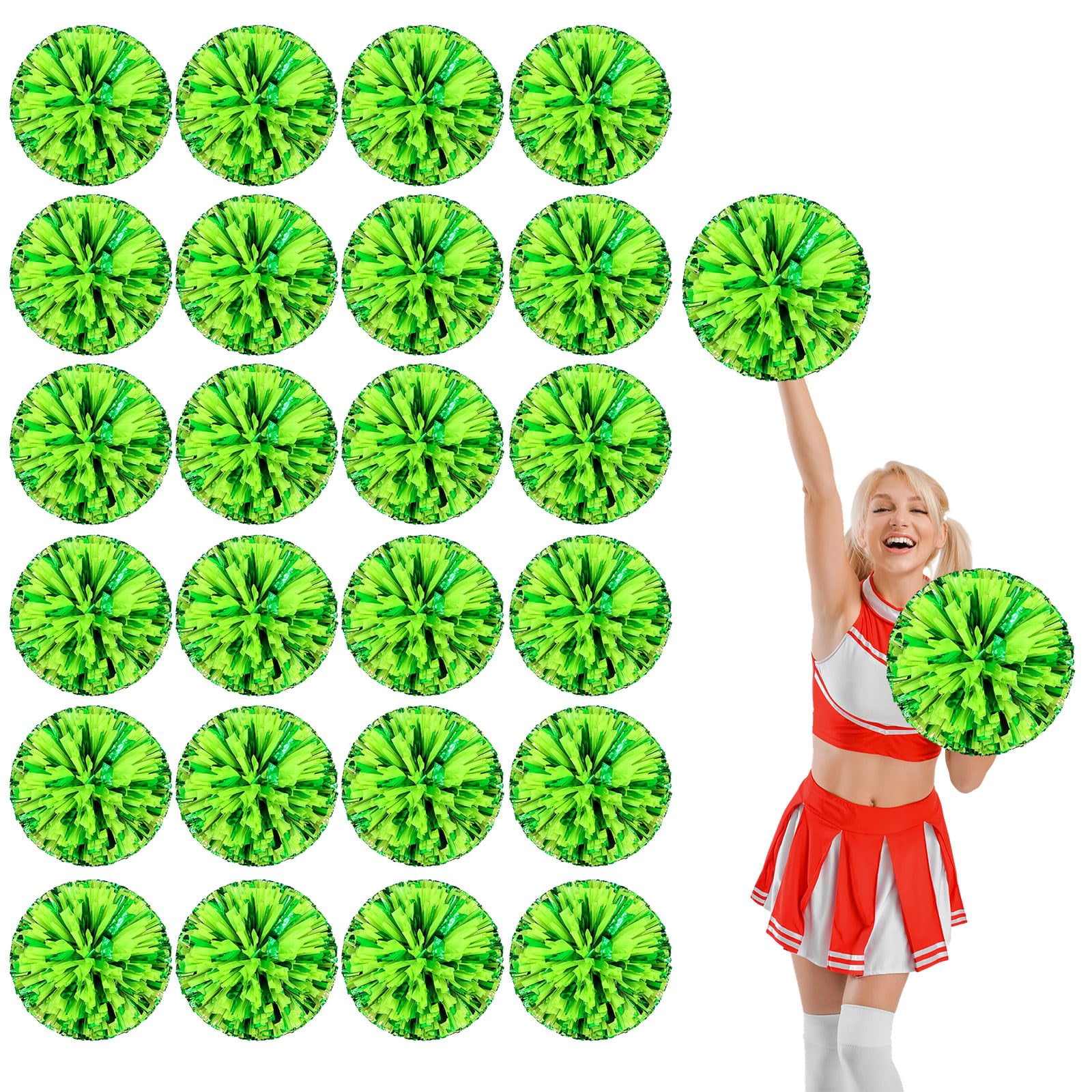 24 Pcs Cheerleading poms,13.7inch pom poms Cheerleading with Four Finger Payment Cheer Pom Pomsfor Dance, Matches, Team Spirit Sports