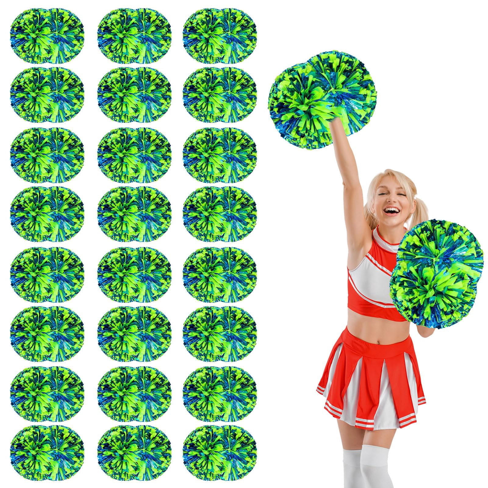 24 Pcs Cheerleading poms,14.57inch pom poms Cheerleading with Handle Style Cheer Pom Pomsfor Dance, Matches, Team Spirit Sports