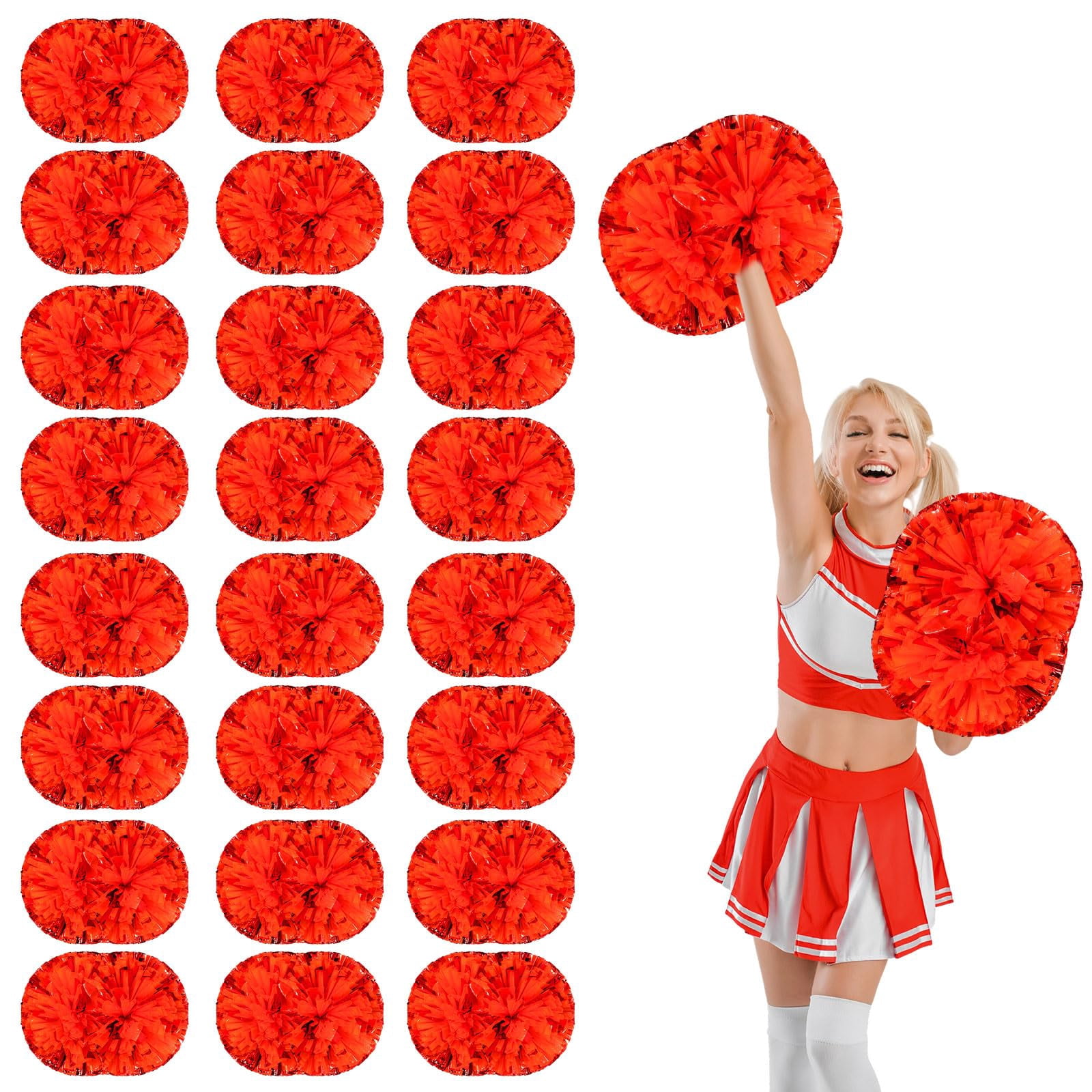 24 Pcs Cheerleading poms,14.57inch pom poms Cheerleading with Handle Style Cheer Pom Pomsfor Dance, Matches, Team Spirit Sports