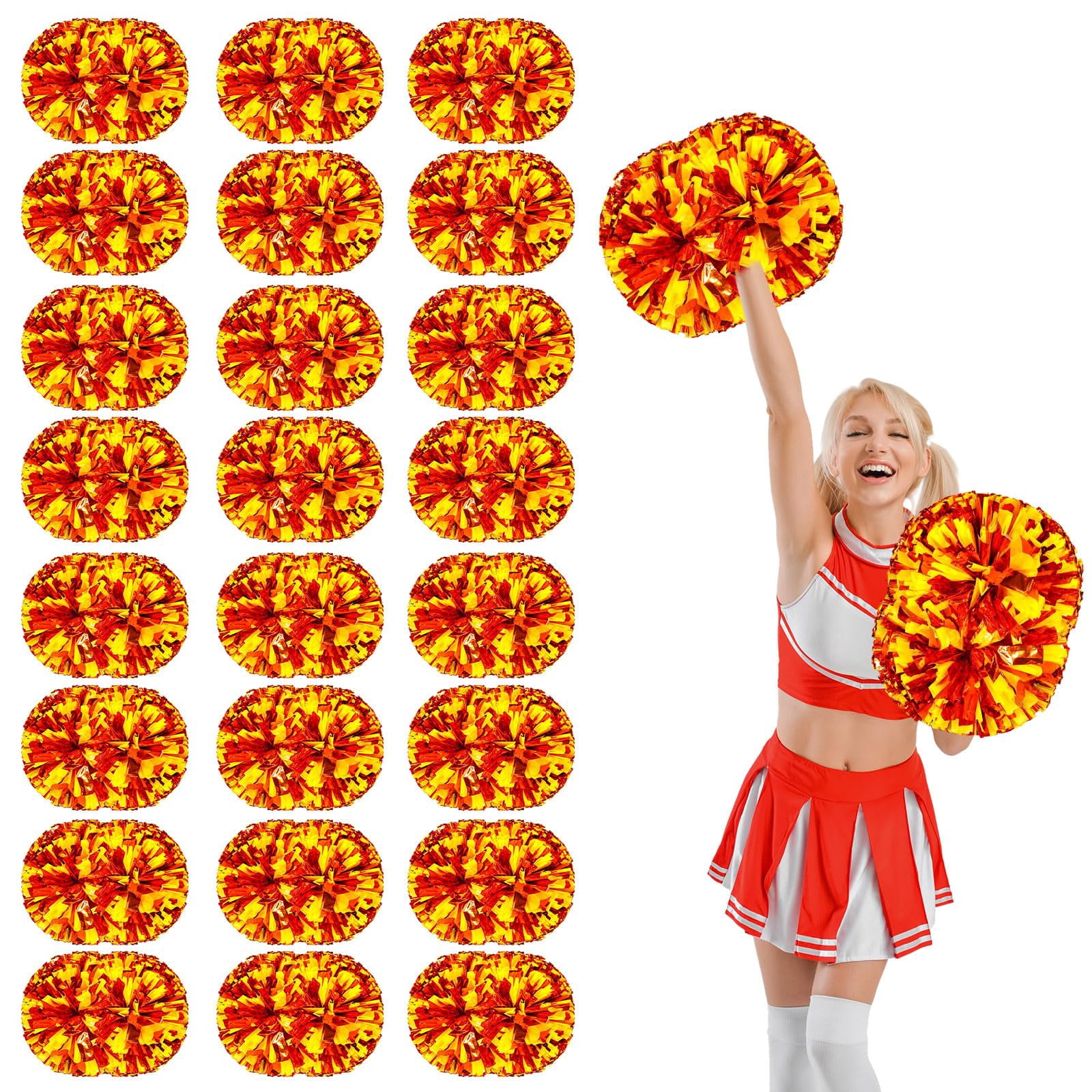 24 Pcs Cheerleading poms,14.57inch pom poms Cheerleading with Handle Style Cheer Pom Pomsfor Dance, Matches, Team Spirit Sports