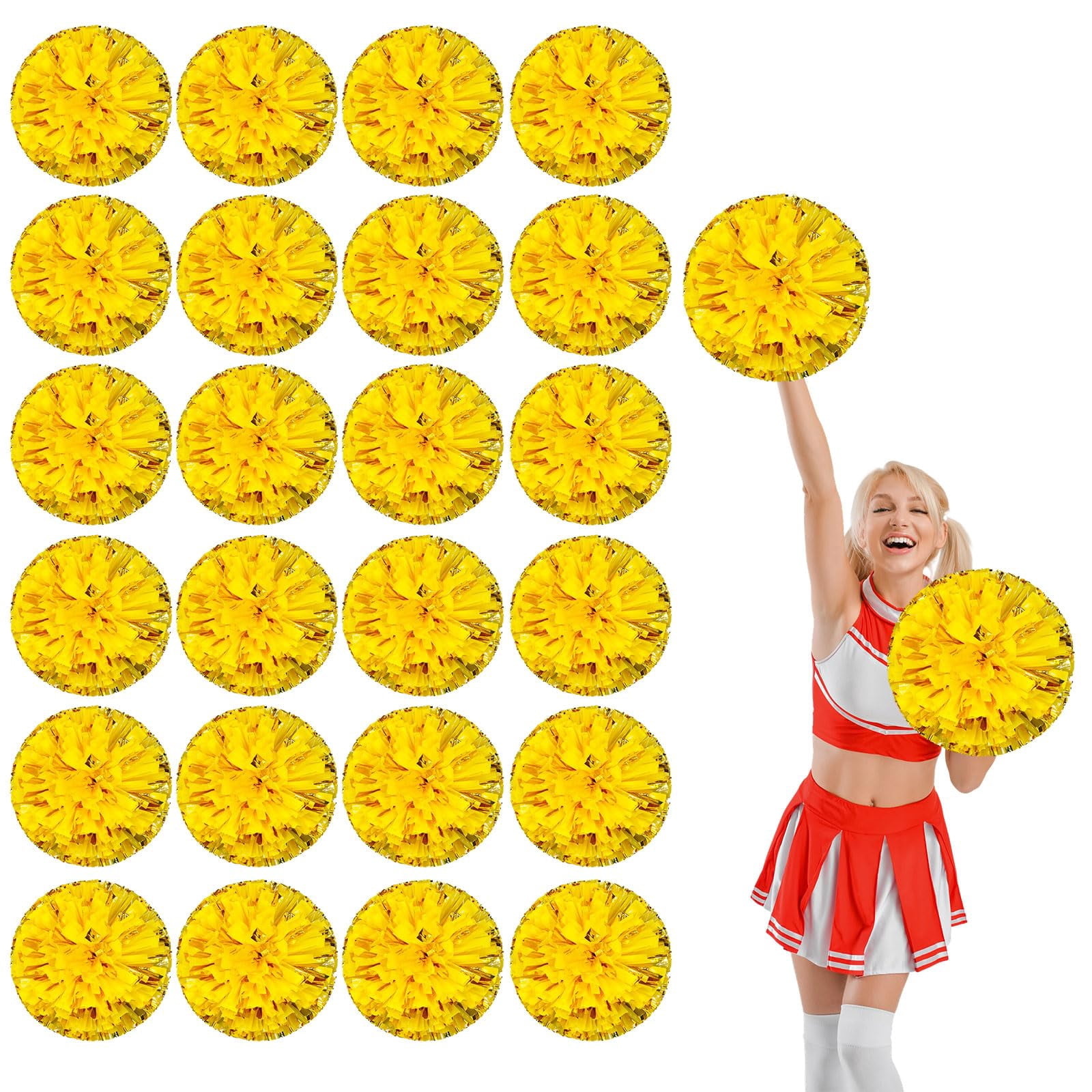 24 Pcs Cheerleading poms,pom poms Cheerleading with Four Finger Payment Cheer Pom Pomsfor Dance, Matches, Team Spirit Sports
