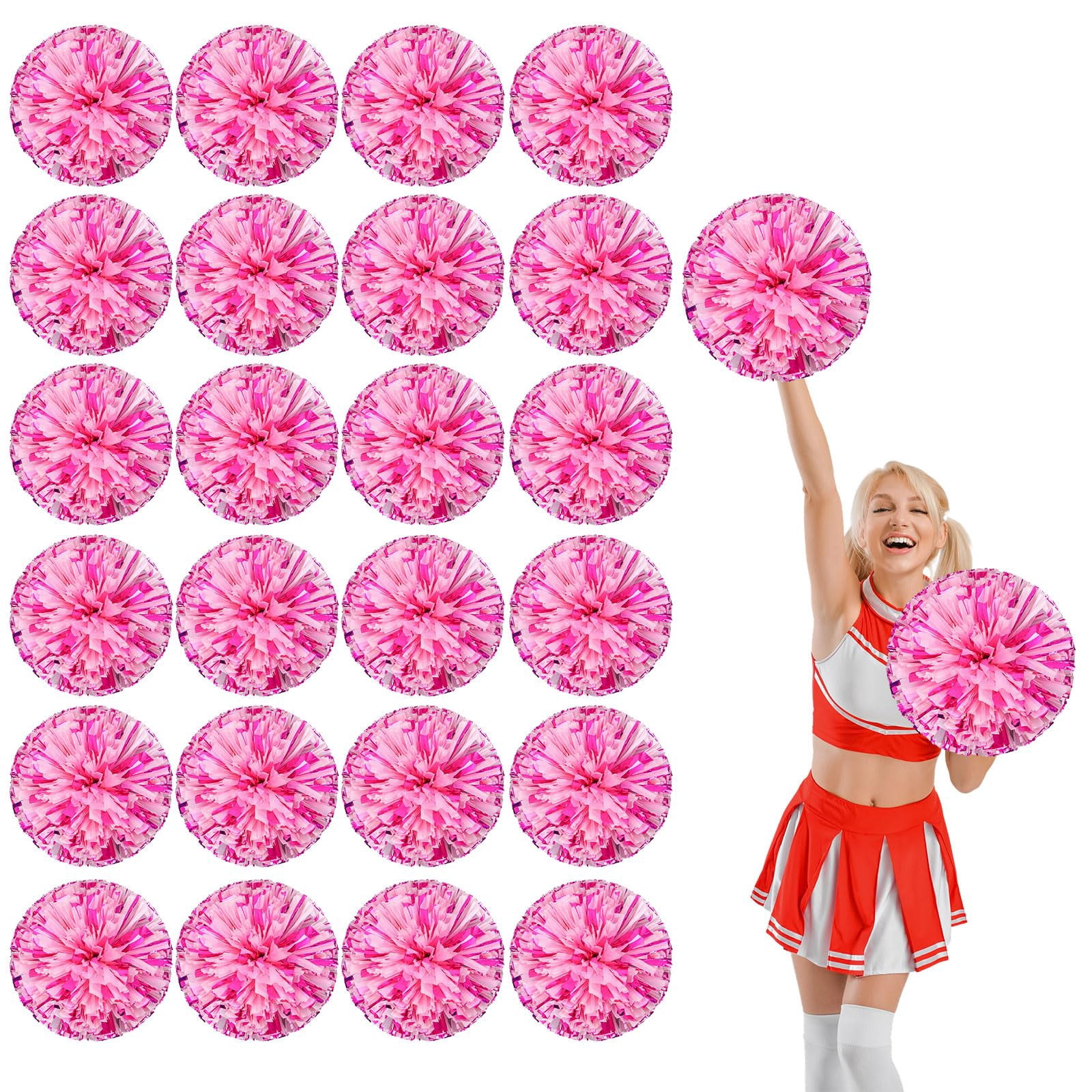 24 Pcs Cheerleading poms,pom poms Cheerleading with Four Finger Payment Cheer Pom Pomsfor Dance, Matches, Team Spirit Sports