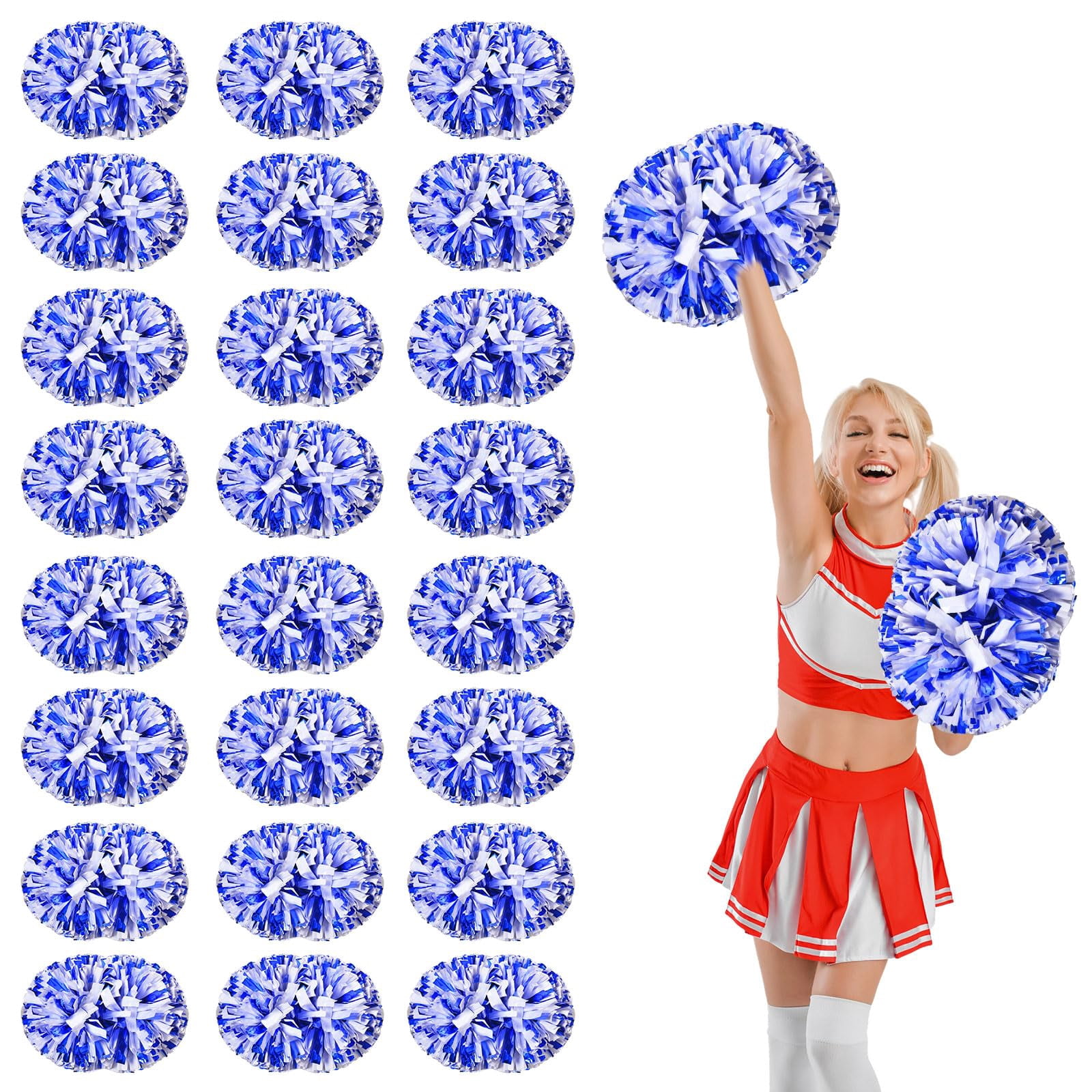 24 Pcs Cheerleading poms,pom poms Cheerleading with Handle Style Cheer Pom Pomsfor Dance, Matches, Team Spirit Sports