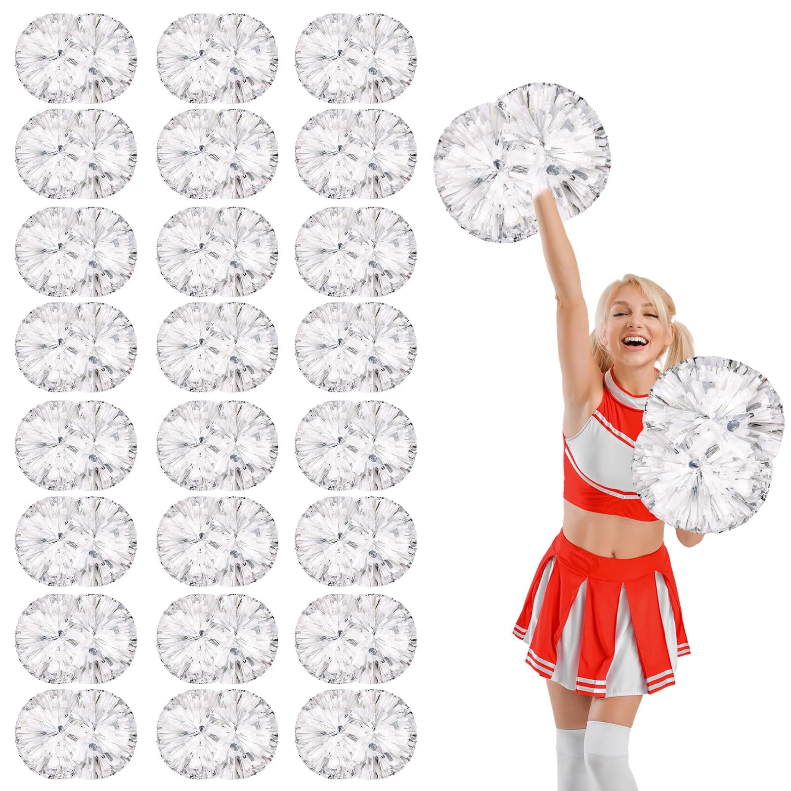 24 Pcs Cheerleading poms,pom poms Cheerleading with Handle Style Cheer Pom Pomsfor Dance, Matches, Team Spirit Sports
