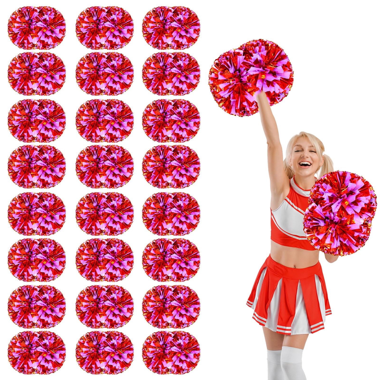 24 Pcs Cheerleading poms,pom poms Cheerleading with Handle Style Cheer Pom Pomsfor Dance, Matches, Team Spirit Sports
