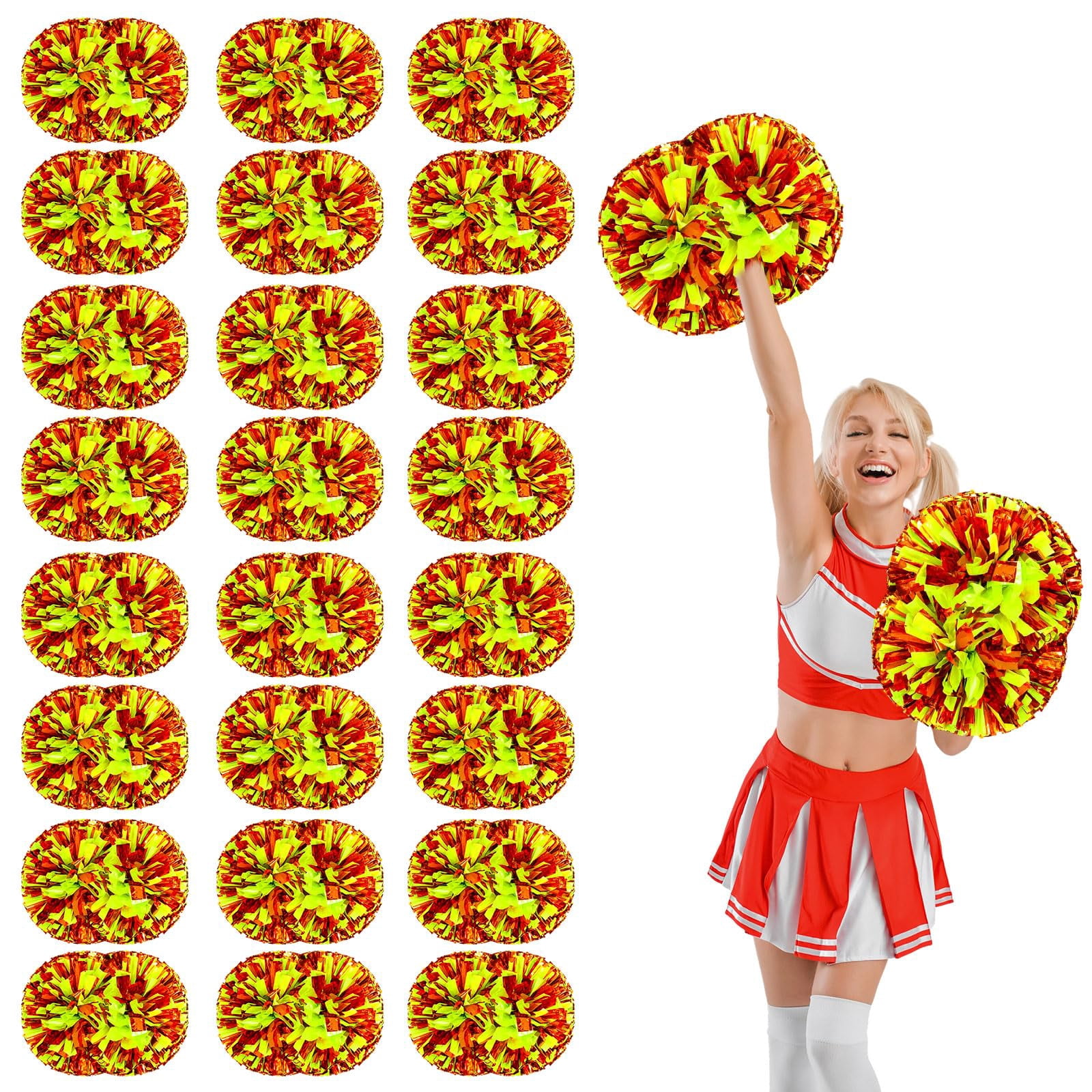 24 Pcs Cheerleading poms,pom poms Cheerleading with Handle Style Cheer Pom Pomsfor Dance, Matches, Team Spirit Sports