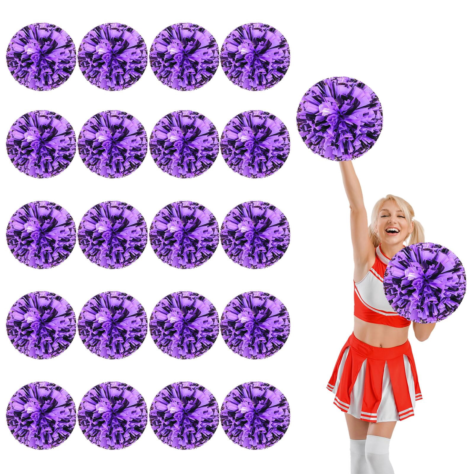 24 Pcs Cheerleading poms,pom poms Cheerleading with Handle Style Cheer Pom Pomsfor Dance, Matches, Team Spirit Sports