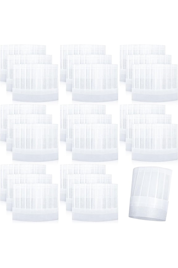 24 Pcs Chef Hats, Disposable Non-Woven Fabrics Chefs Hat Bulk, 9 Inch Flat Top White Chef Hat for Baking, Cooking, Activity, Pizza Party