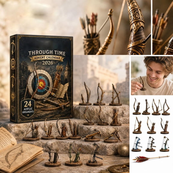 24 Pcs Christmas Advent Calendar 2026 with Through Time Archery Theme,Acrylic Calendar and Countdown Calendar Ornaments,for Holiday Home Decoration