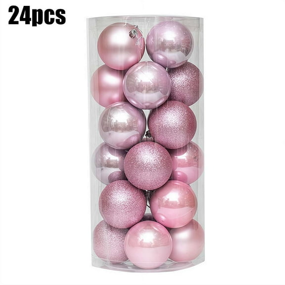 24 Pcs Christmas Ball Ornaments, 1.17" Pre-Strung Hanging Ornament Decorations, Xmas Plastic Balls for Holiday Party Wreath Garlands Trees,