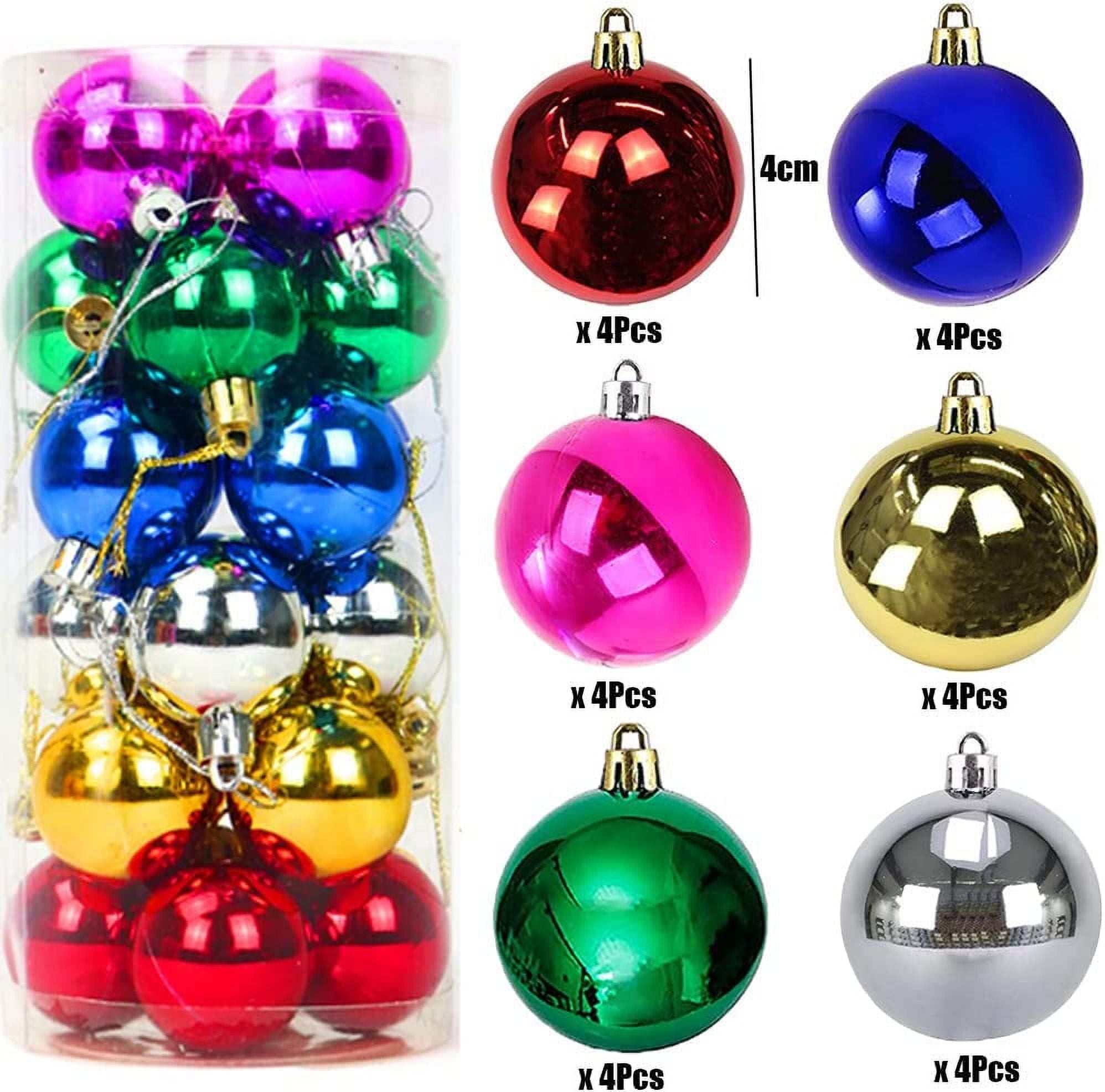 24 Pcs Christmas Balls Ornaments Shatterproof Christmas Ornaments Set