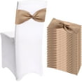 thumbnail image 1 of 24 Pcs Christmas Burlap Stretch Chair Sashes Linen Spandex Chair Bands Ties Dining for Wedding Dining Banquet Event Party Favor Ceremony Decoration (Pure Brown), 1 of 6