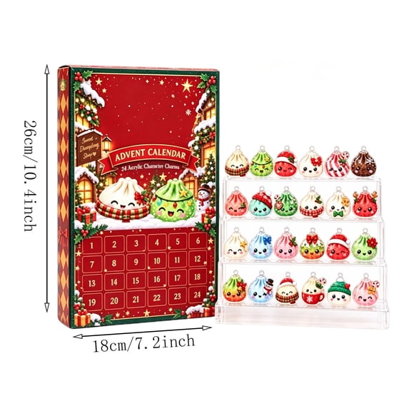 24 Pcs Christmas Dumpling Advent Calendar 2024, Cute Dumpling Figurine Countdown Calendar Holiday Surprise Box Gift for Kids, Christmas Decor