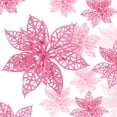 thumbnail image 1 of 24 Pcs Christmas Glitter Poinsettia Flowers Christmas Tree Ornaments Artificial Christmas Flowers Decorations with Clips - Rosa, 1 of 7