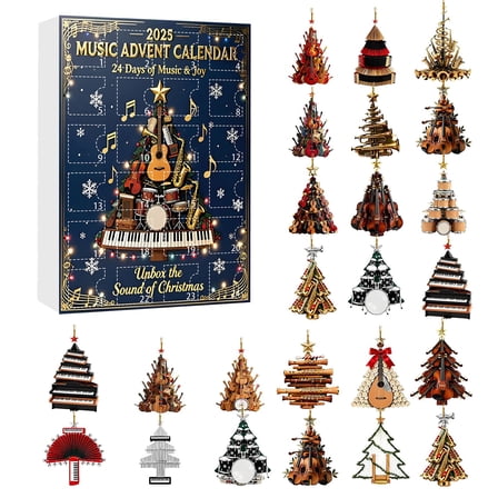 24 Pcs Christmas Musical Instrument Ornaments Set Instrument Gifts Xmas Tree Hanging Decorations for Christmas Birthday Music Party Home Decor Supplies