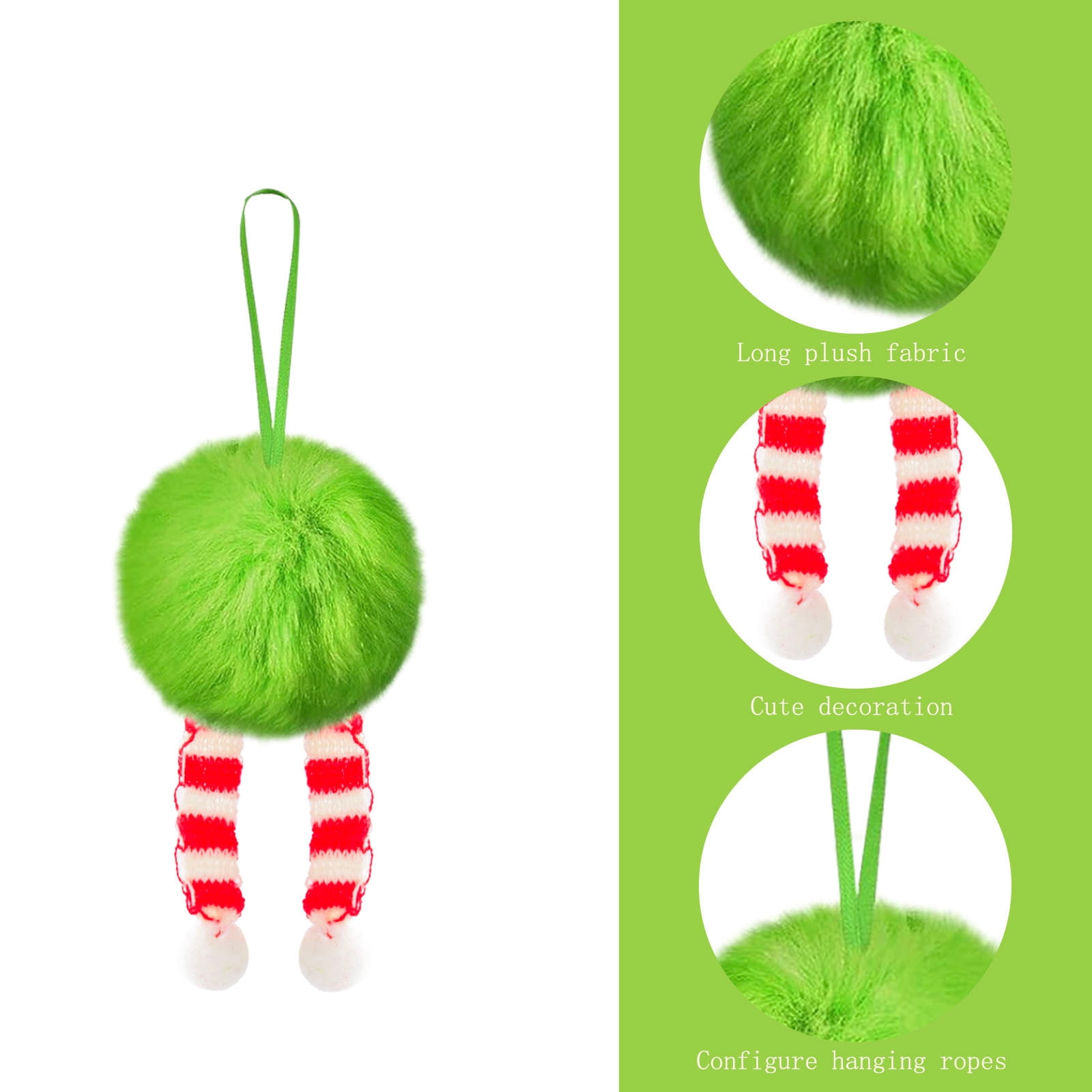 24 Pcs Christmas Ornaments 2 Inch Pom Pom Ball Hanging Decoration Fuzzy Fluffy Christmas Ornaments for Xmas Tree Home DIY Craft Party Decor