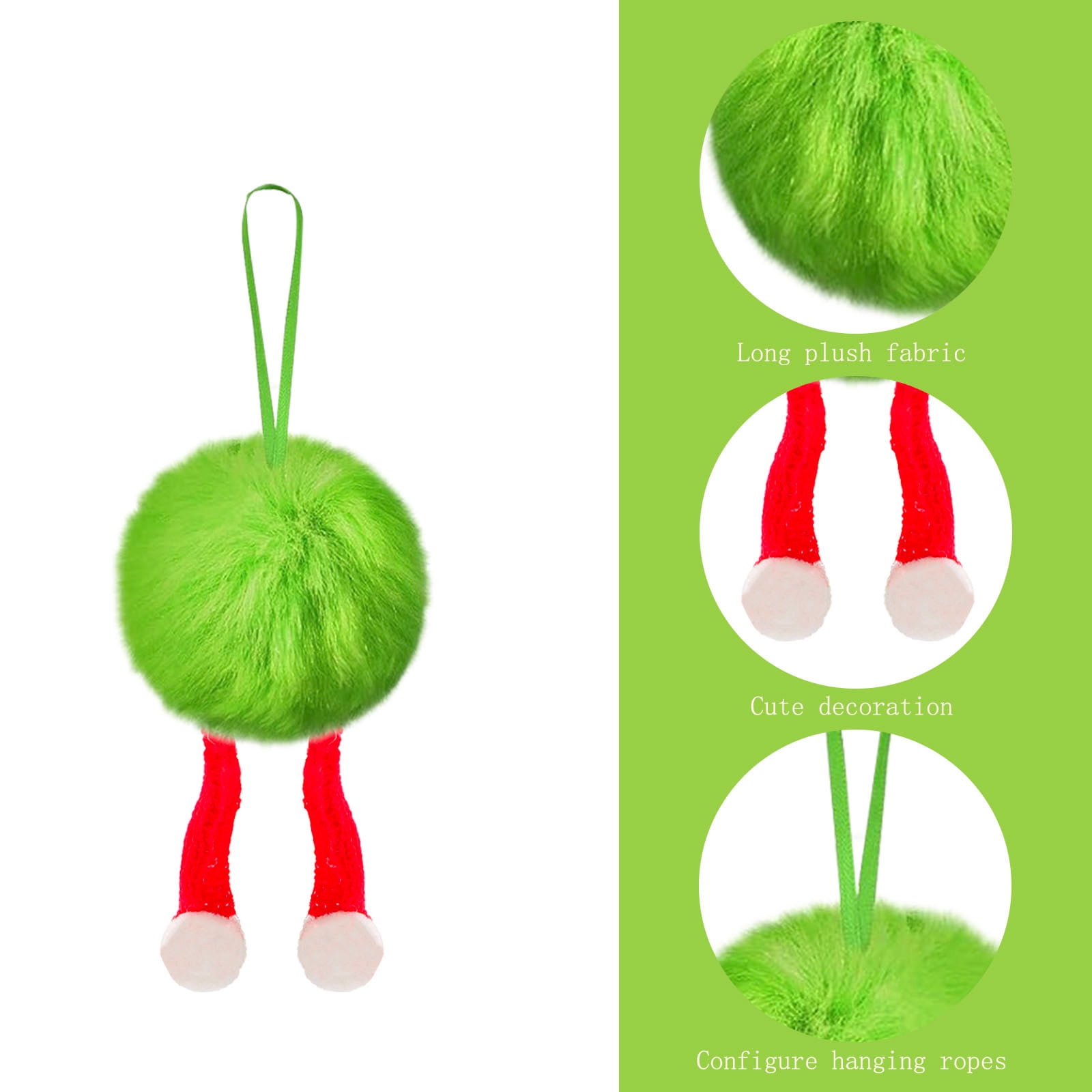 24 Pcs Christmas Ornaments 2 Inch Pom Pom Ball Hanging Decoration Fuzzy Fluffy Christmas Ornaments for Xmas Tree Home DIY Craft Party Decor
