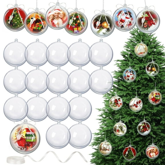 Scidweet 24 Pcs Christmas Ornaments, 3.15" Clear Plastic Christmas Fillable Ball DIY for Home Hanging Christmas Tree Party Holiday Xmas Decorations