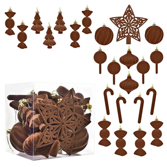 24 Pcs Christmas Ornaments Set Christmas Ball Ornaments with Star Tree Topper Hanging Xmas Tree Decorations for Home Decor