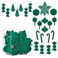 thumbnail image 1 of 24 Pcs Christmas Ornaments Set, Green Flocked Tree Star and Candy Mix Plastic Christmas Ball Ornament Set Soft Textured Shatterproof Hanging Baubles, Festive Winter Gift Decor, 1 of 5