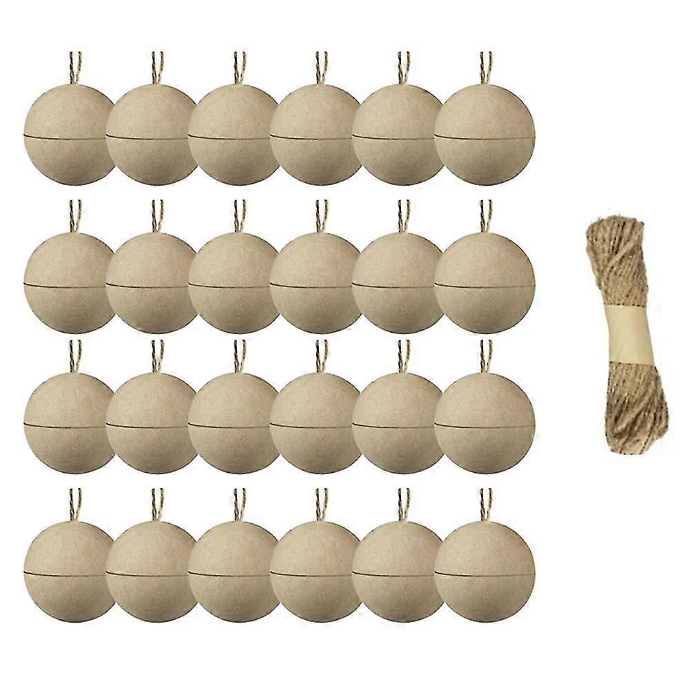 24 Pcs Christmas Paper Mache Balls 3.15 Inch Unpainted Empty Ball Ornaments Craft Supplies-C13