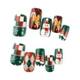 24 Pcs Christmas Press on Nails Glossy Fake Nail Art Snowflake Candy