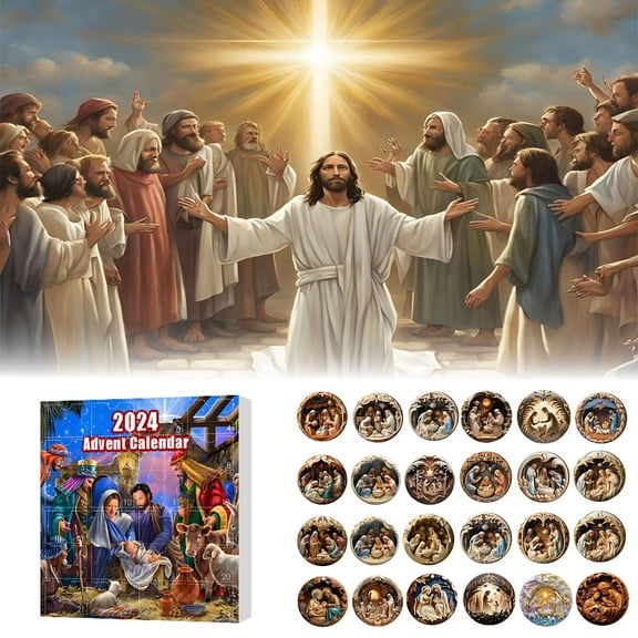 24 Pcs Christmas Wooden Hanging Ornaments Set Scene Decorations for Tree Xmas Countdown