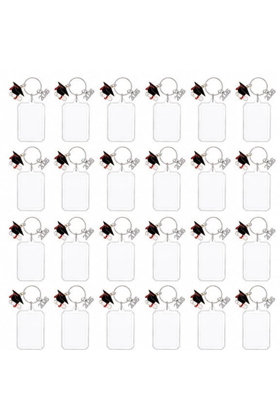 24 Pcs Class of 2026 Graduation Photo Keychains,Clear Acrylic Grad Cap Photo Frame Keychains for Personalized Graduation Party Favors Memorial Keepsake Gifts,Fits 1.2x1.8 Inch Picture