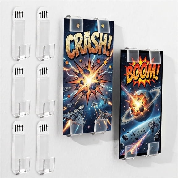 24 Pcs Clear Floating Comic Book Shelves Wall Mount, Self-Adhesive Acrylic Display Frame Invisible No Screws, Book Holder for Manga, Vinyl Records