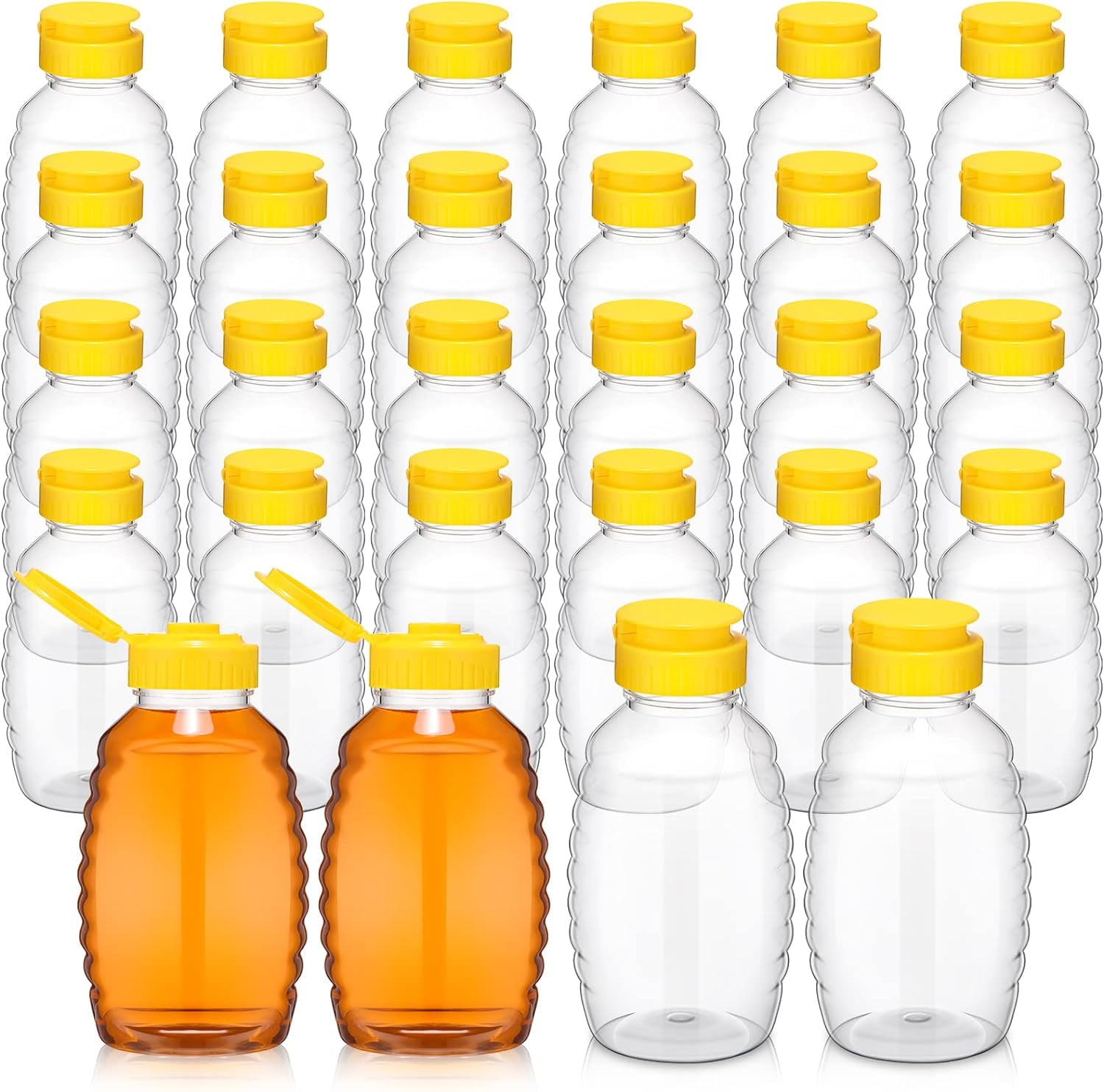 24 Pcs Clear Plastic Honey Bottles Skep Style Jar Squeeze Bottle Set