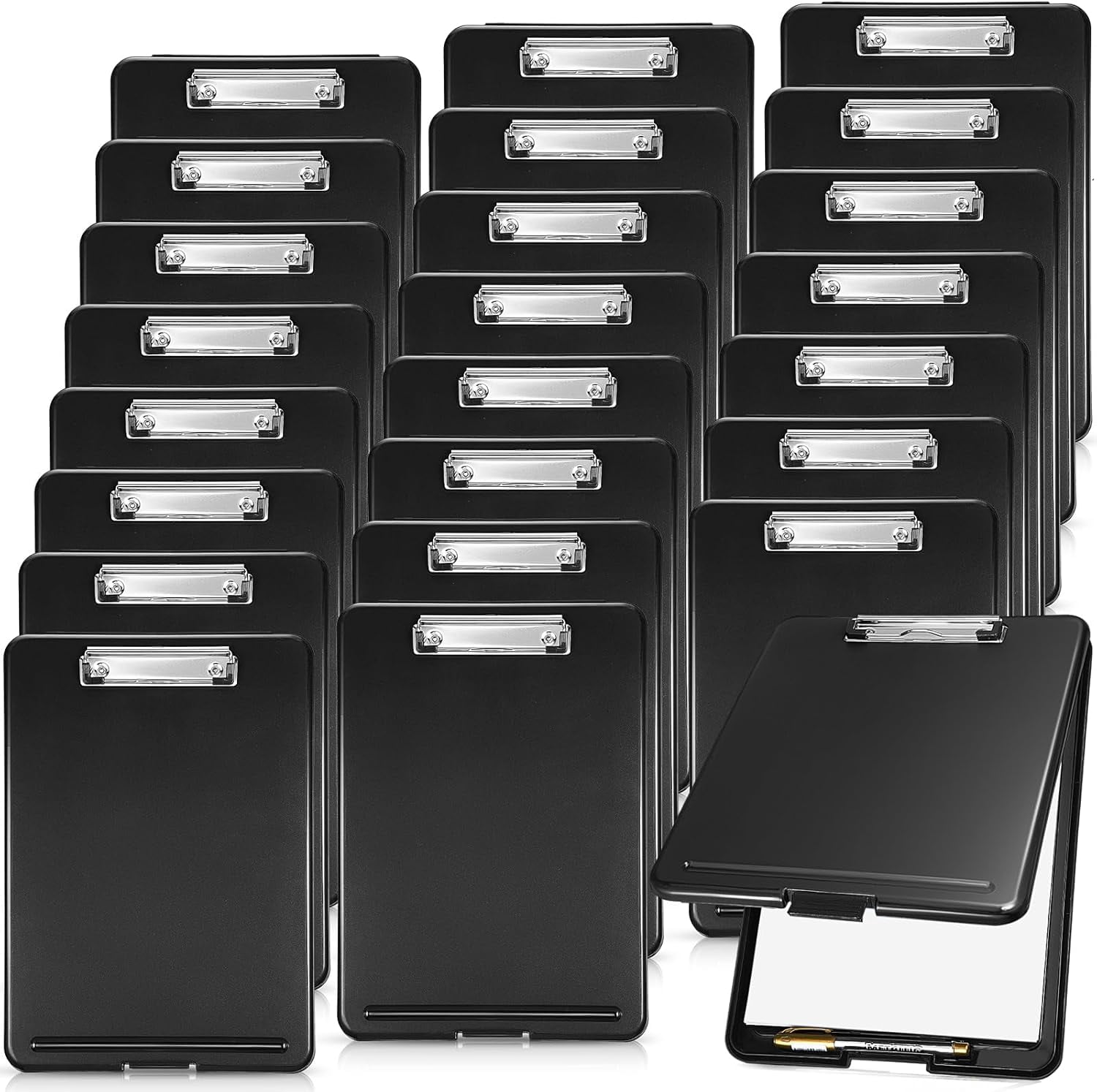 24 Pcs Clipboard with Storage Plastic Foldable Nursing Clipboard Storage with Pen Holder 9. 5 x 13. 4 Inch Foldable Clip Board with Low Profile Clip for Student Teacher Nurse Office Supplies