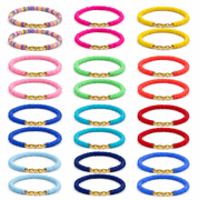 Colorful Friendship Heart Bracelets 24 Pcs, Beaded Bracelets for Women, Boho Jewelry, Surfer Stretch Beaded Bracelets for Party Favors
