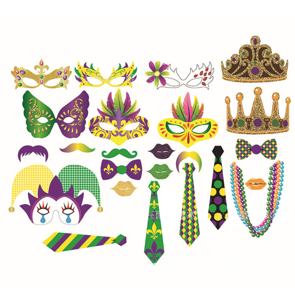 24 Pcs Colorful Photo Booth Props Kit Party Decoration Photobooth Dress