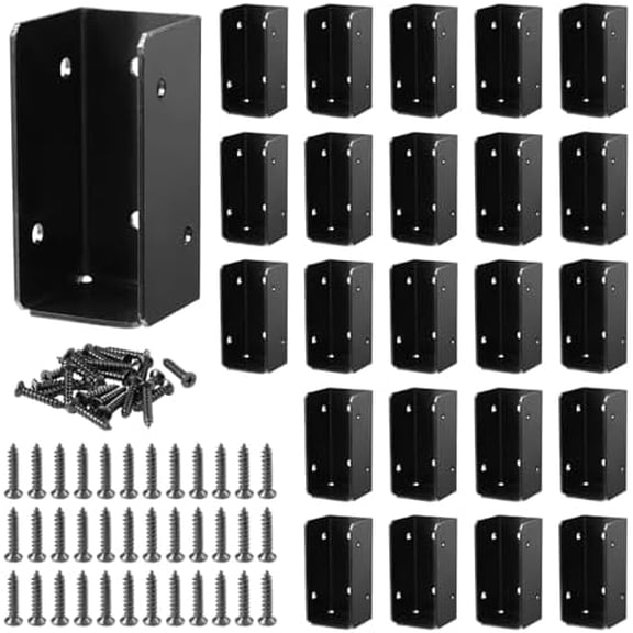 24 Pcs Concealed Joist Hangers 2x4 (Actual 1.5"x3.5") Heavy-Duty Deck Railing Post Brackets with Screws Stair Railing Connectors for Wood Beams, Fences, Swing, Handrail$$Hardware