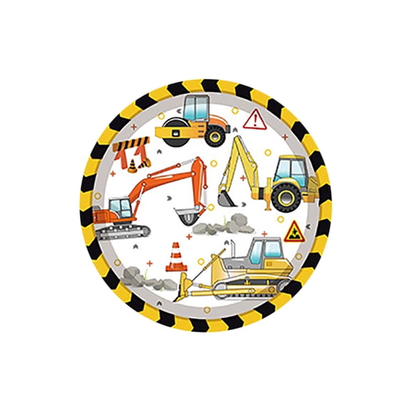 24 Pcs Construction Plates, 7inch Plate Decorative Tableware Paper Set, Birthday Party Decorations Disposable Paper Plates, Excavator Birthday Party Decorations Serves 24