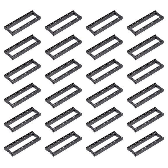 24 Pcs DIP IC Chip Socket Adapter, 40 Pin IC Assortment Kit 2.54mm Pitch 15.24mm Row Pitch Square Hole Flat Pin Wide Body for Breadboard Project, PCB Board