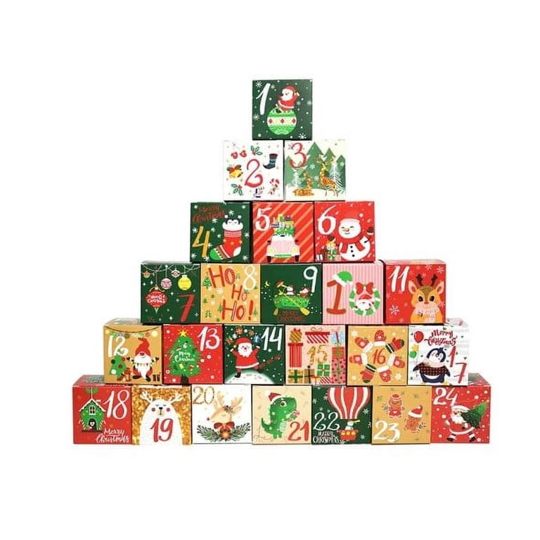 24 Pcs DIY Christmas Advent Calendar Boxes, 24 Days Countdown Calendar Gift  for Adults and Kids Christmas Cardboard Number Boxes Make & Fill Your Own Advent  Calendar Boxes Lovely Xmas Party Present -