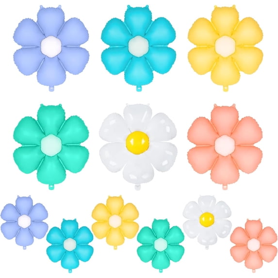 24 Pcs Daisy Balloons,Daisy Birthday Party Decoration,Multicolor Daisy Foil Balloons Flower Balloons for Girls Daisy Themed Party Baby Shower Wedding Groovy Boho Supplies