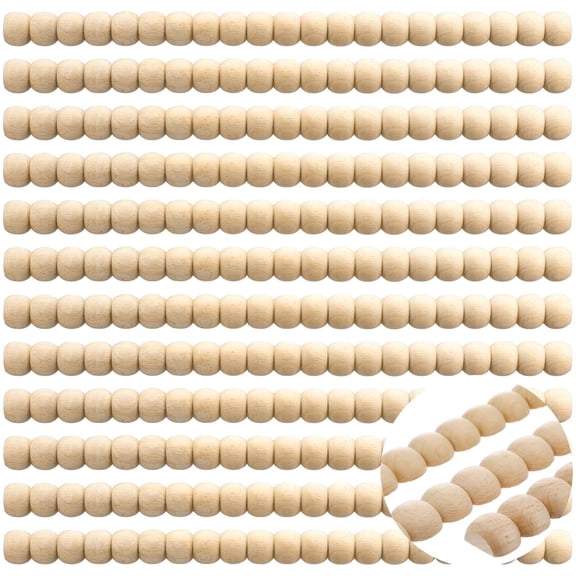 24 Pcs Decorative Beaded Wood Trim,Topboutique Half Wooden Beads Trim Molding,Unfinished Wooden Trim Strip,DIY Wood Molding for Home Wall Cabinet Shelf Window Door,15.75 inch