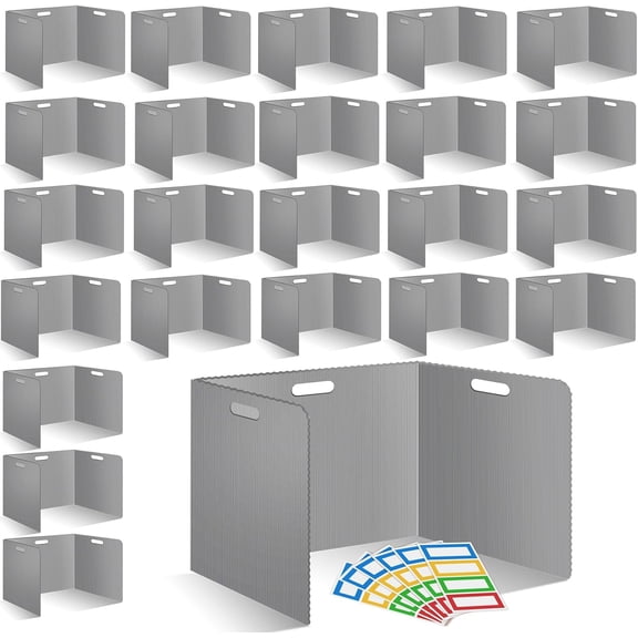 24 Pcs Desk Dividers for Students Plastic Durable and Waterproof Privacy Folders Shields Test Dividers with Classroom Privacy Boards for School Study Teacher Supplies (24pcs Grey)